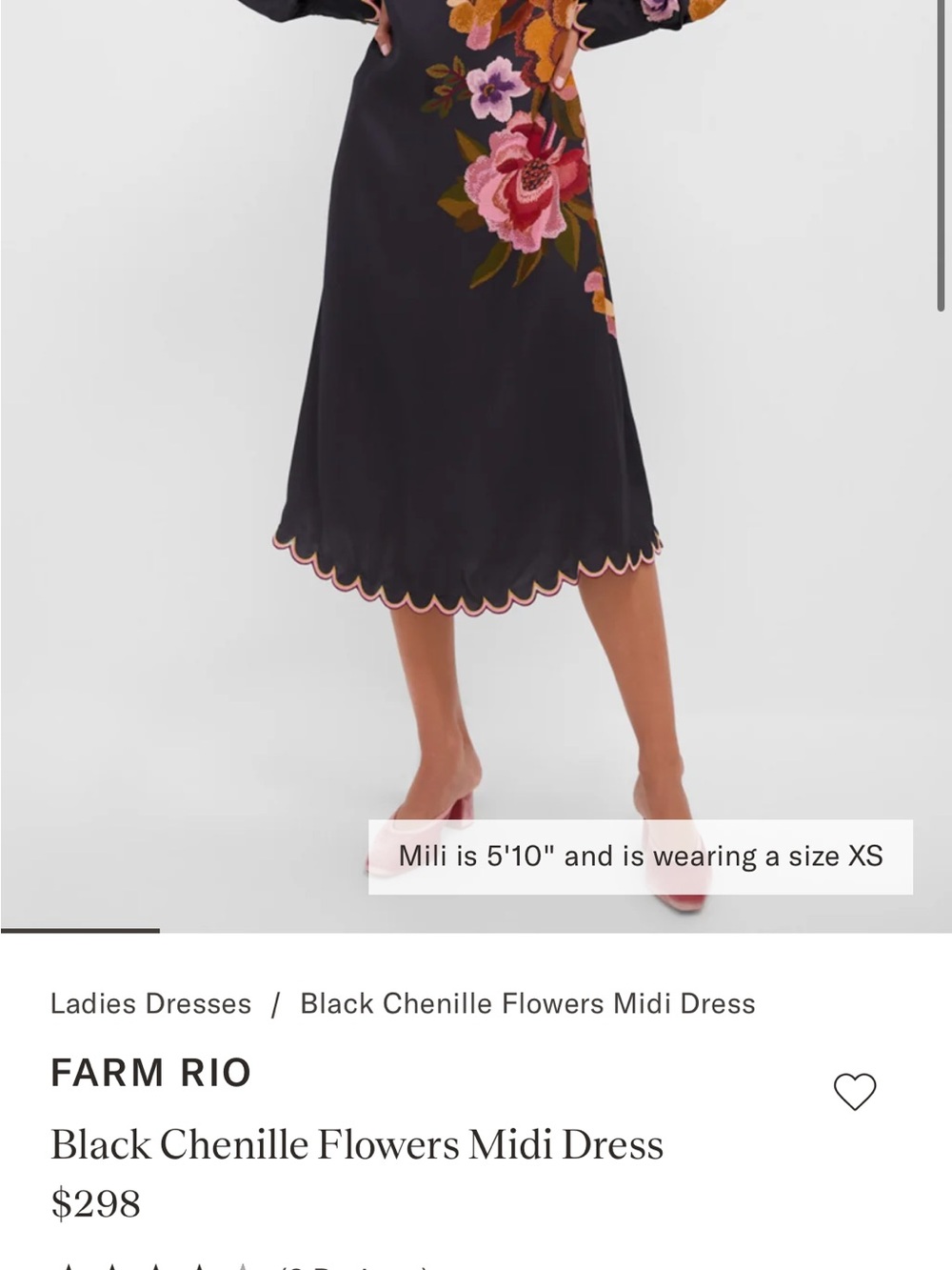 Farm Rio: Black Chenille Flowers Midi Dress - Picture 5 of 9